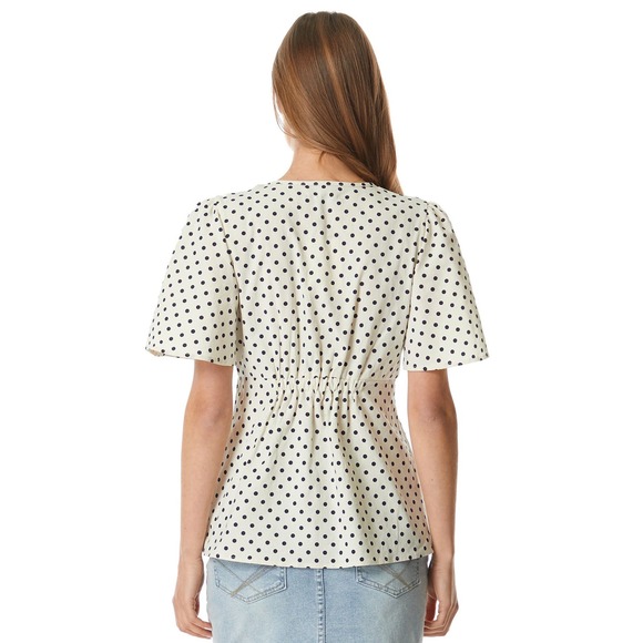Soon Maternity Hani V-Neck Maternity Blouse - Polka Dot - White Multi/White Dot - Picture 4 of 12